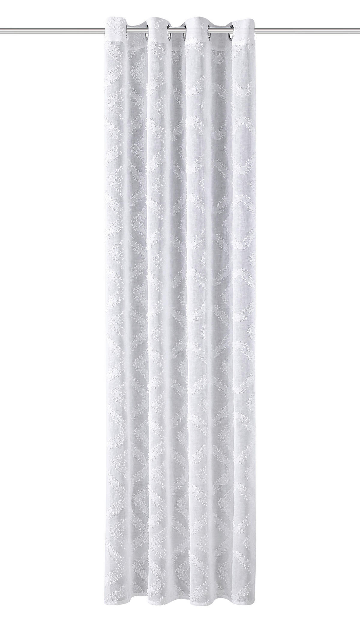 ÖSENVORHANG halbtransparent  - Weiß, Basics, Textil (140/245cm)