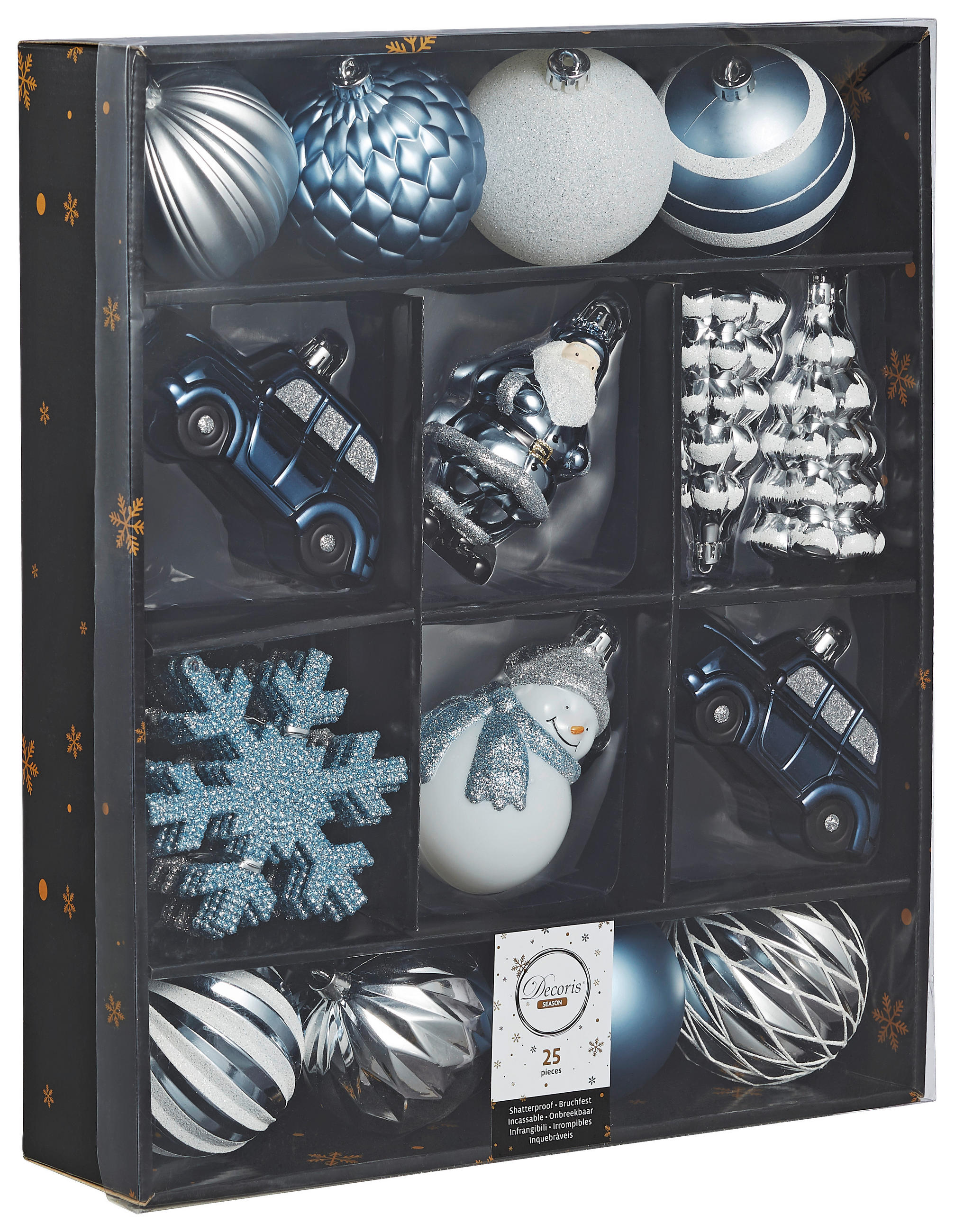 JULGRANSKULOR SET 25 delar  - vit/blå, Lifestyle, plast (40,20/33,00/8,50cm)