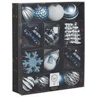 CHRISTBAUMKUGEL-SET 25-teilig  - Blau/Silberfarben, LIFESTYLE, Kunststoff (40,20/33,00/8,50cm)