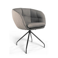 ARMLEHNSTUHL  Sitzfläche 360° drehbar, Gestellauswahl, automatische Rückholfunktion, ergonomische Rückenlehne, Stoff-/Lederauswahl Jacquard  Graubraun  - Graubraun/Schwarz, Design, Textil/Metall (62/81/63cm) - Dieter Knoll