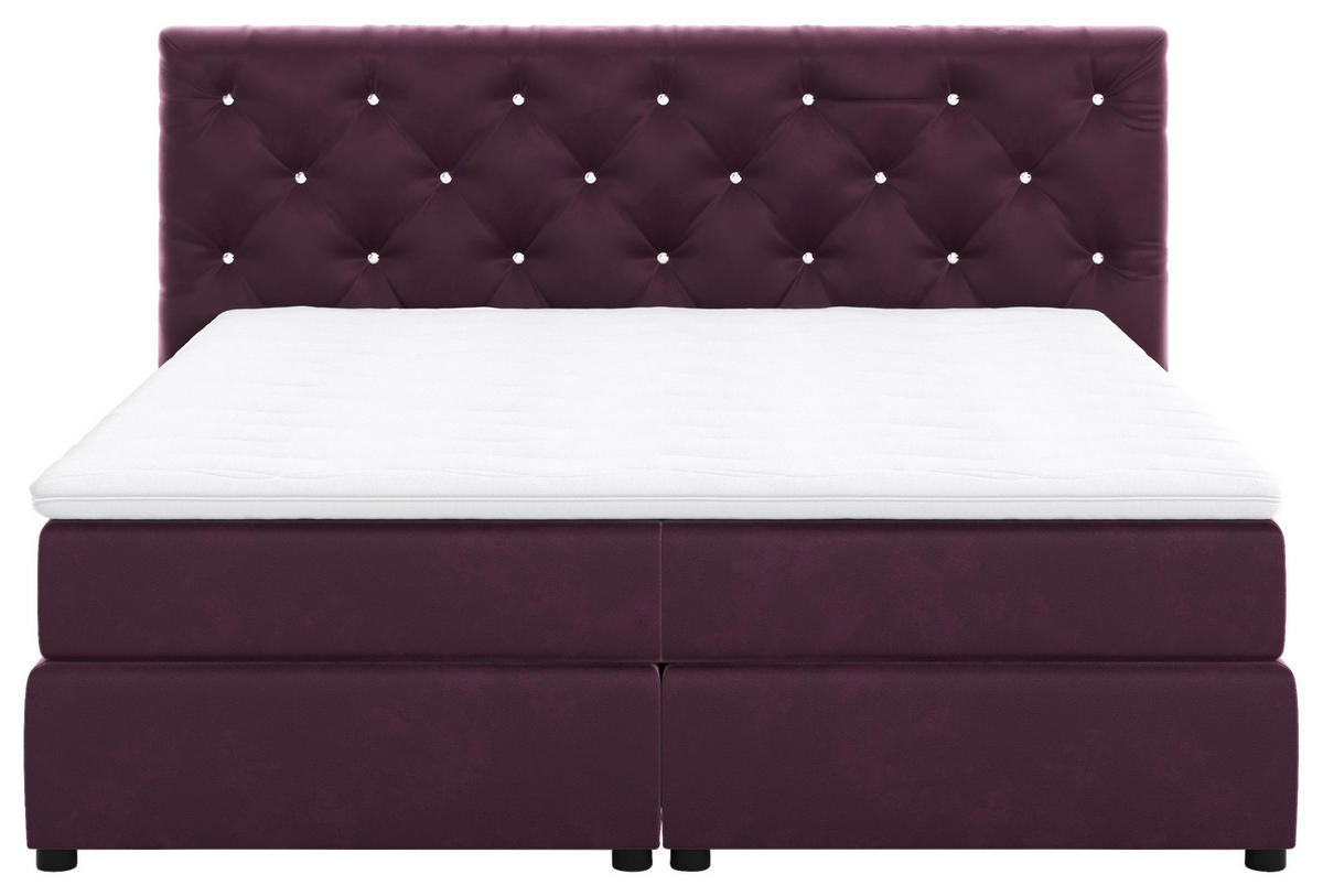 BOXSPRINGBETT 140/200 cm  in Violett  - Violett/Schwarz, Holzwerkstoff/Textil (140/200cm) - MID.YOU