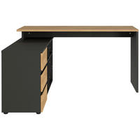 ECKSCHREIBTISCH  in Graphitfarben, Eichefarben  - Eichefarben/Graphitfarben, MODERN, Holzwerkstoff (146/75/145cm) - Germania