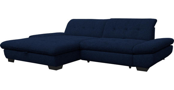 ECKSOFA in Mikrofaser Blau  - Blau/Schwarz, Design, Textil/Metall (198/290cm) - Xora