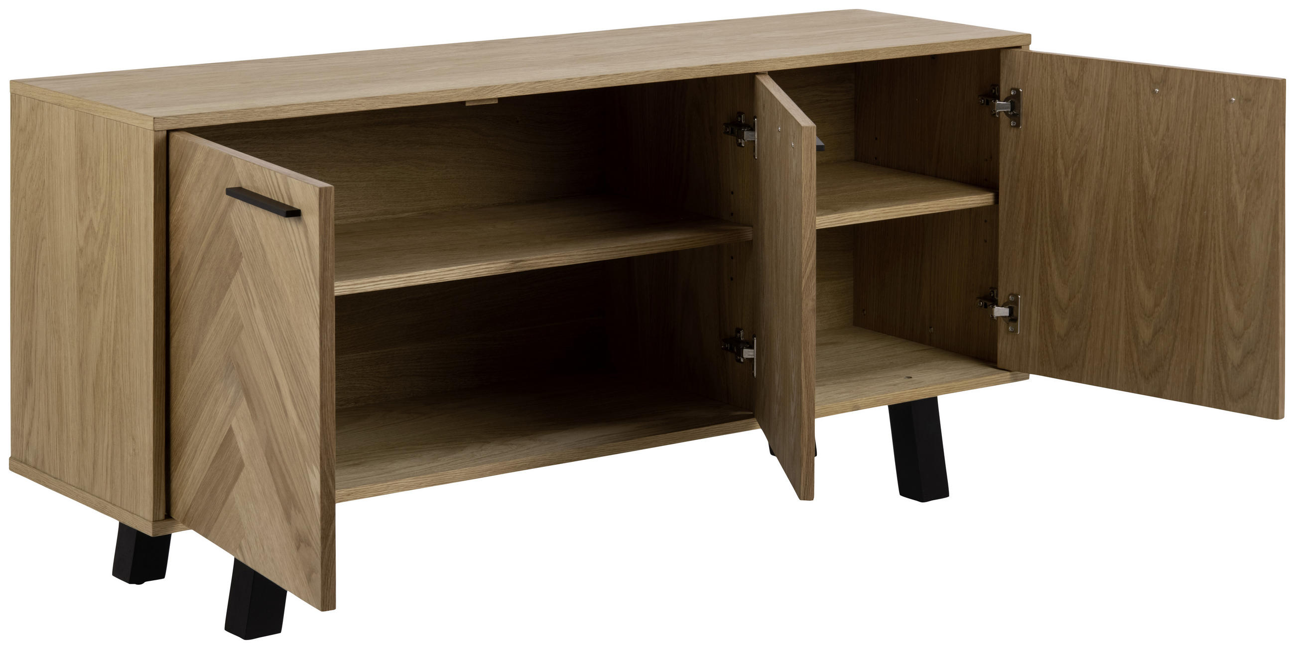 SIDEBOARD 150/71/40 cm  - svart/ekfärgad, Klassisk, trämaterial (150/71/40cm) - MID.YOU