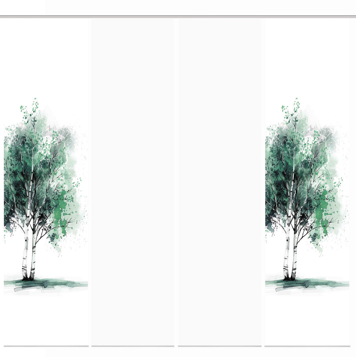 FLÄCHENVORHANG  4 Stück  blickdicht  60/245 cm   - Weiß/Grün, Natur, Textil (60/245cm)