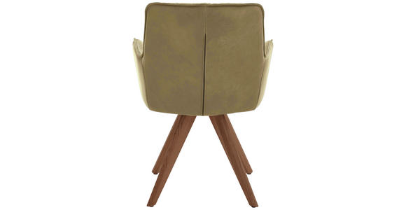 ARMLEHNSTUHL in Echtleder pigmentiert - Nussbaumfarben/Olivgrün, Design, Leder/Holz (59/89/63cm) - Dieter Knoll