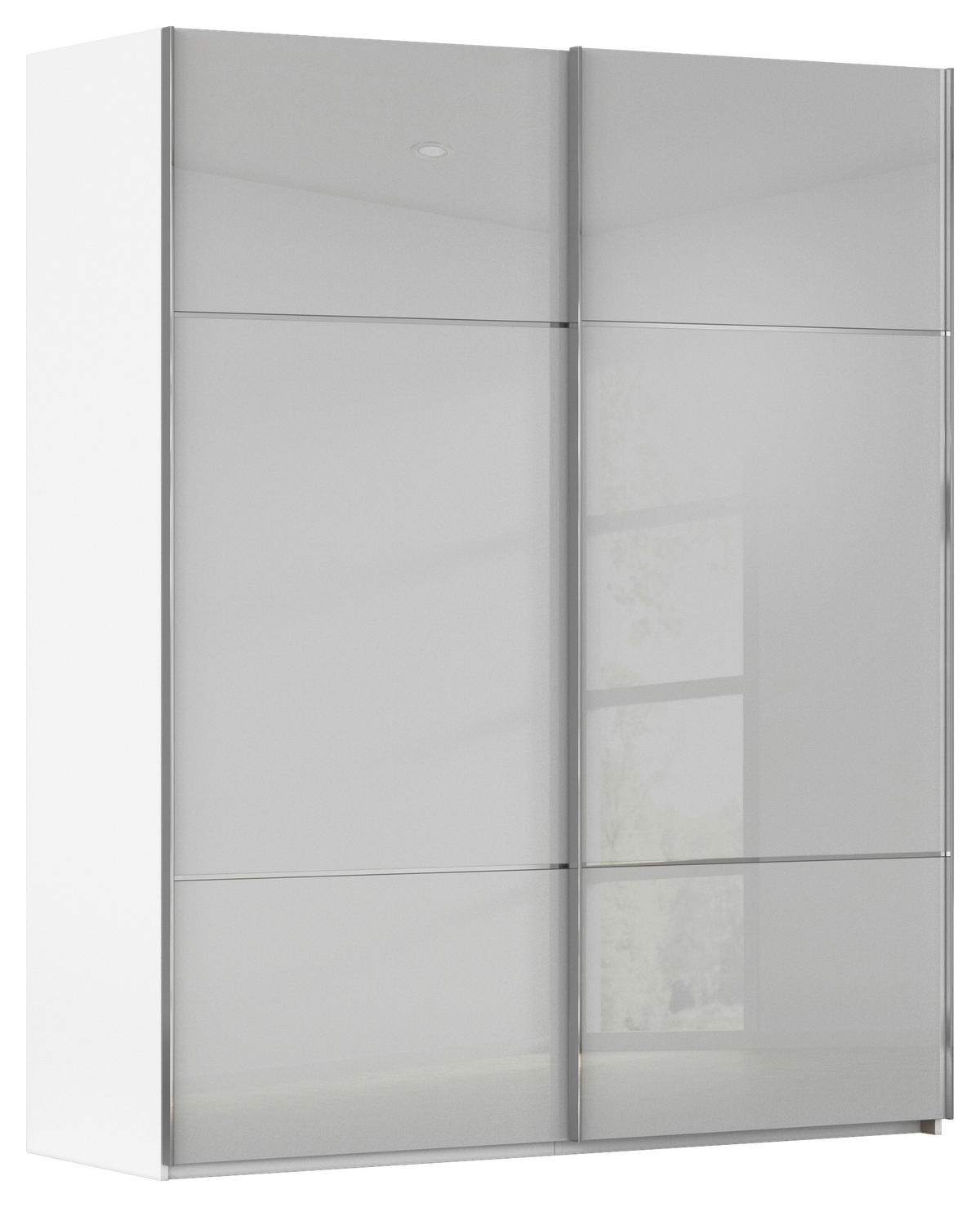 SCHWEBETÜRENSCHRANK 201/223/67 cm 2-türig Grau, Weiß  - Chromfarben/Weiß, KONVENTIONELL, Glas/Holzwerkstoff (201/223/67cm) - Novel