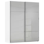 SCHWEBETÜRENSCHRANK  in Grau, Weiß  - Chromfarben/Weiß, KONVENTIONELL, Glas/Holzwerkstoff (201/223/67cm) - Novel