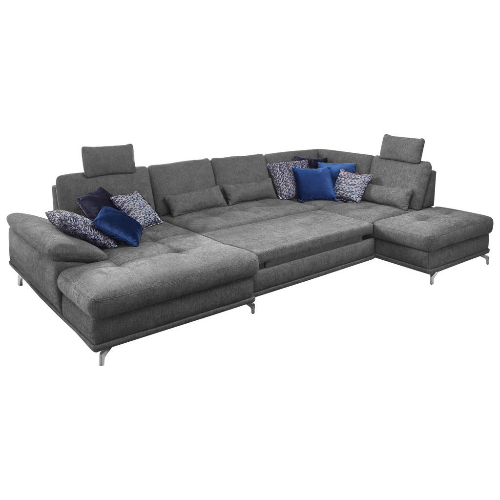 Thumbnail - Sit & More Wohnlandschaft, Grau, Textil, 7-Sitzer, U-Form, Ottomane rechts, 363x223 cm, Goldenes M, DGM-Klimapakt, Oeko-...