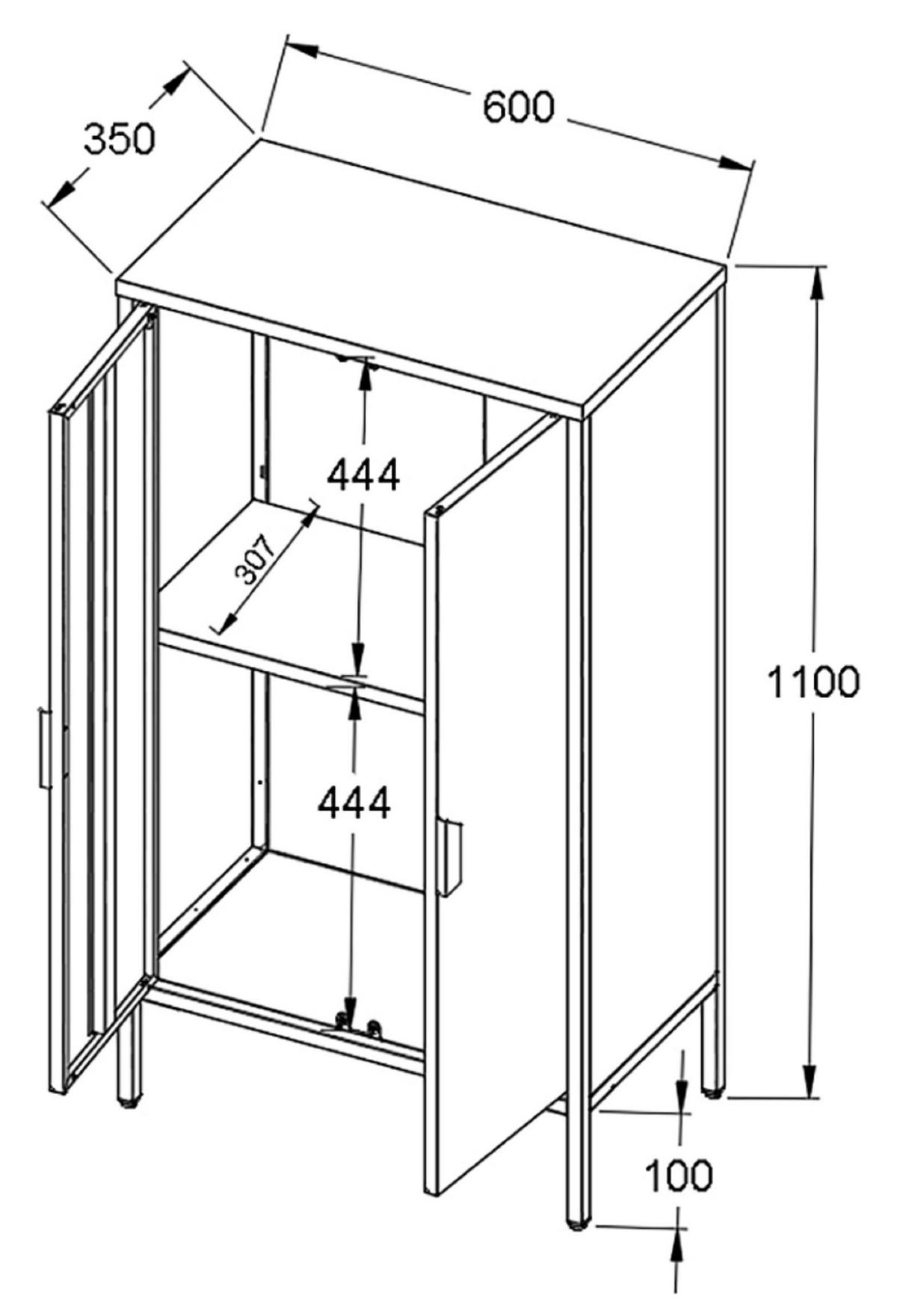 HIGHBOARD Flokas  in 60/110/35 cm  - Schwarz, Design, Metall (60/110/35cm) - MID.YOU