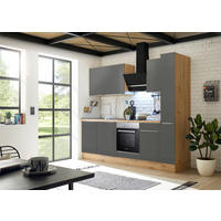 MODULKÖK 250 cm   i ek Artisan, antracit, grå  - aluminiumfärg/ek Artisan, Lifestyle, trämaterial/plast (250cm) - Respekta