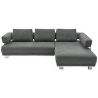 ECKSOFA in Chenille Grau  - Chromfarben/Grau, Natur, Textil/Metall (297/214cm) - Valdera