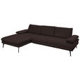 ECKSOFA in Echtleder Braun  180/310 cm  - Schwarz/Braun, Design, Leder/Metall (180/310cm) - Dieter Knoll