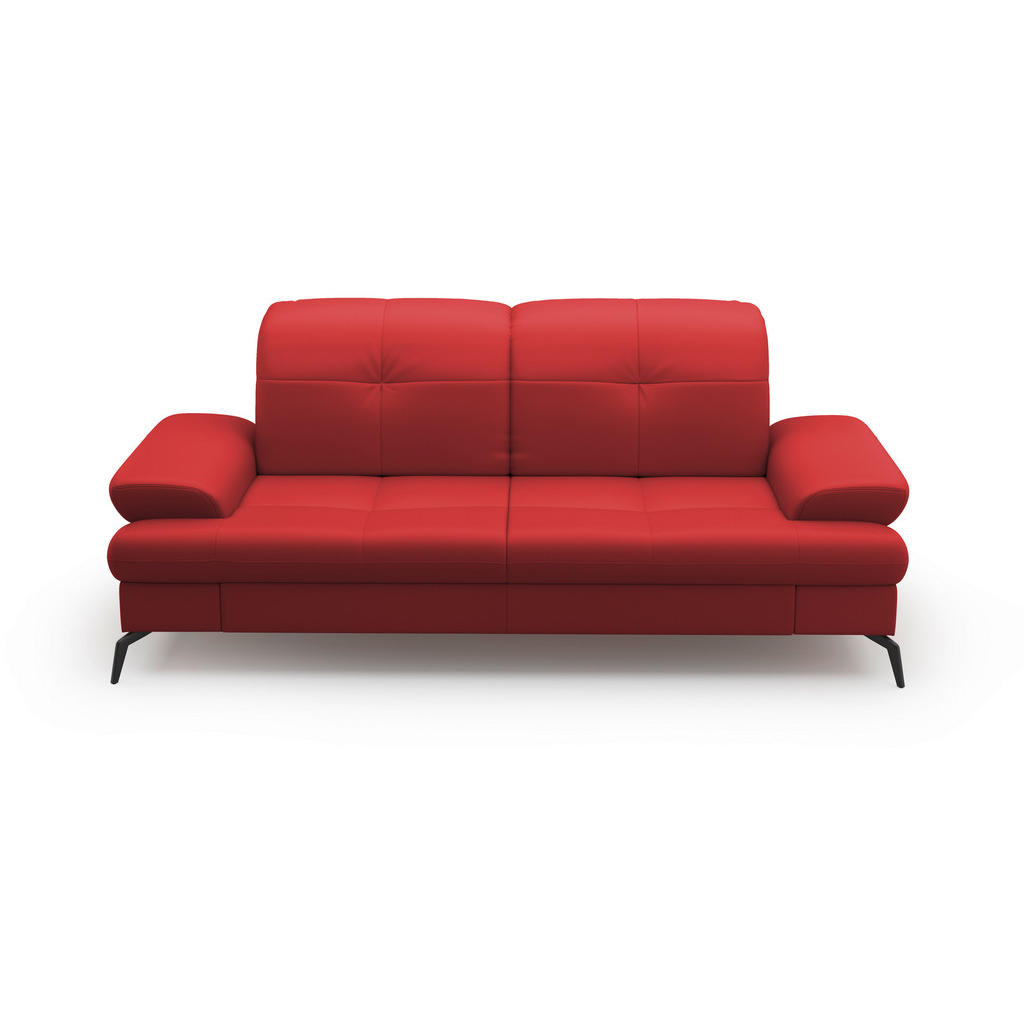 Thumbnail - Sit & More 3-Sitzer-Sofa, Rot, Textil, Leder, Kombination Echtleder/Stoff, Nappaleder, 212x90x122 cm, Goldenes M, Made i...