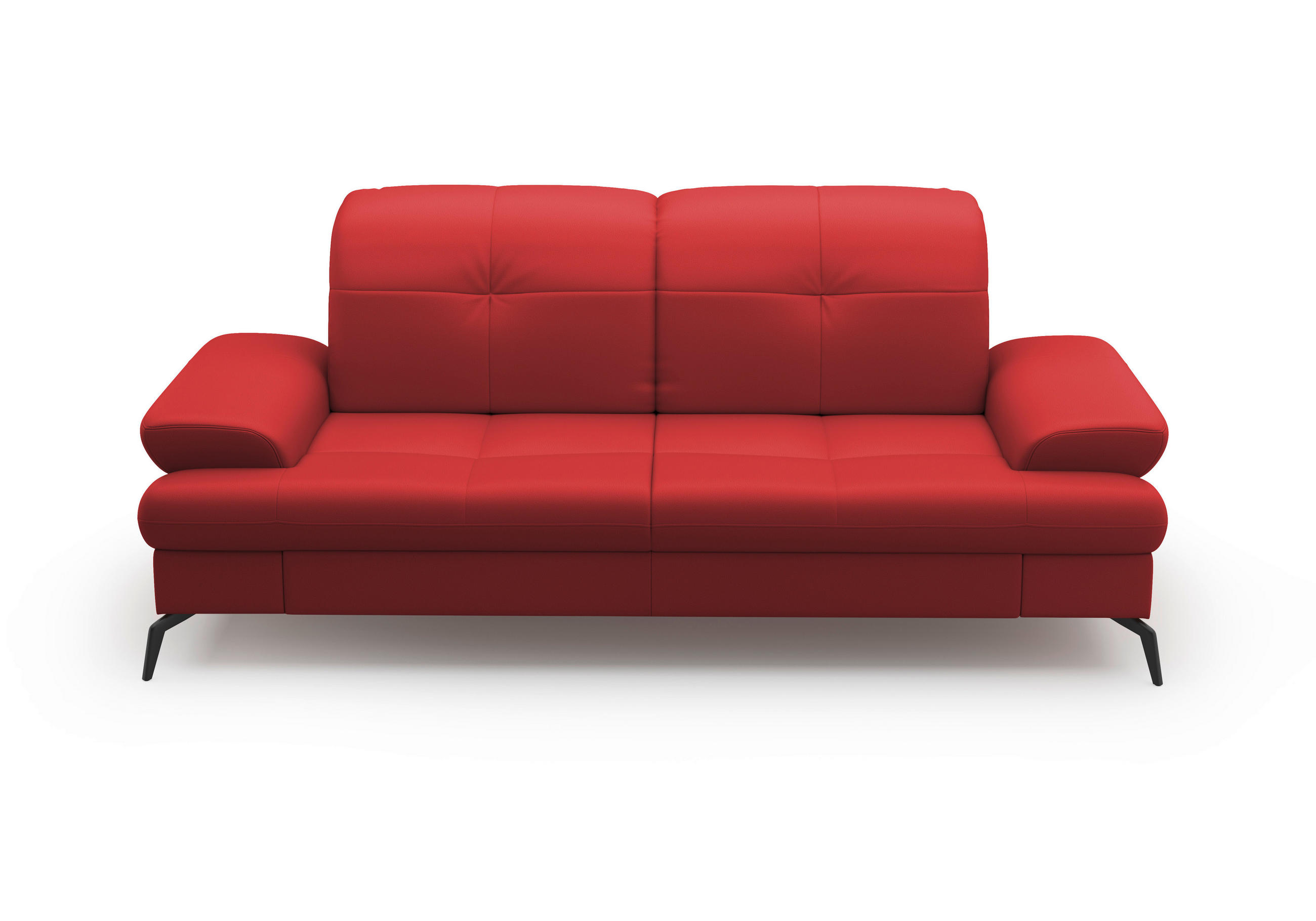 3-SITZER-SOFA Echtleder Rot  - Rot/Schwarz, KONVENTIONELL, Leder/Metall (212/90/122cm) - Sit & More