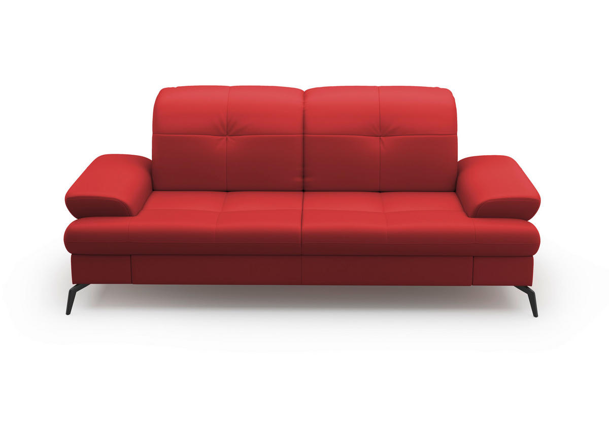 3-SITZER-SOFA in Leder Rot  - Rot/Schwarz, KONVENTIONELL, Leder/Metall (212/90/122cm) - Sit & More