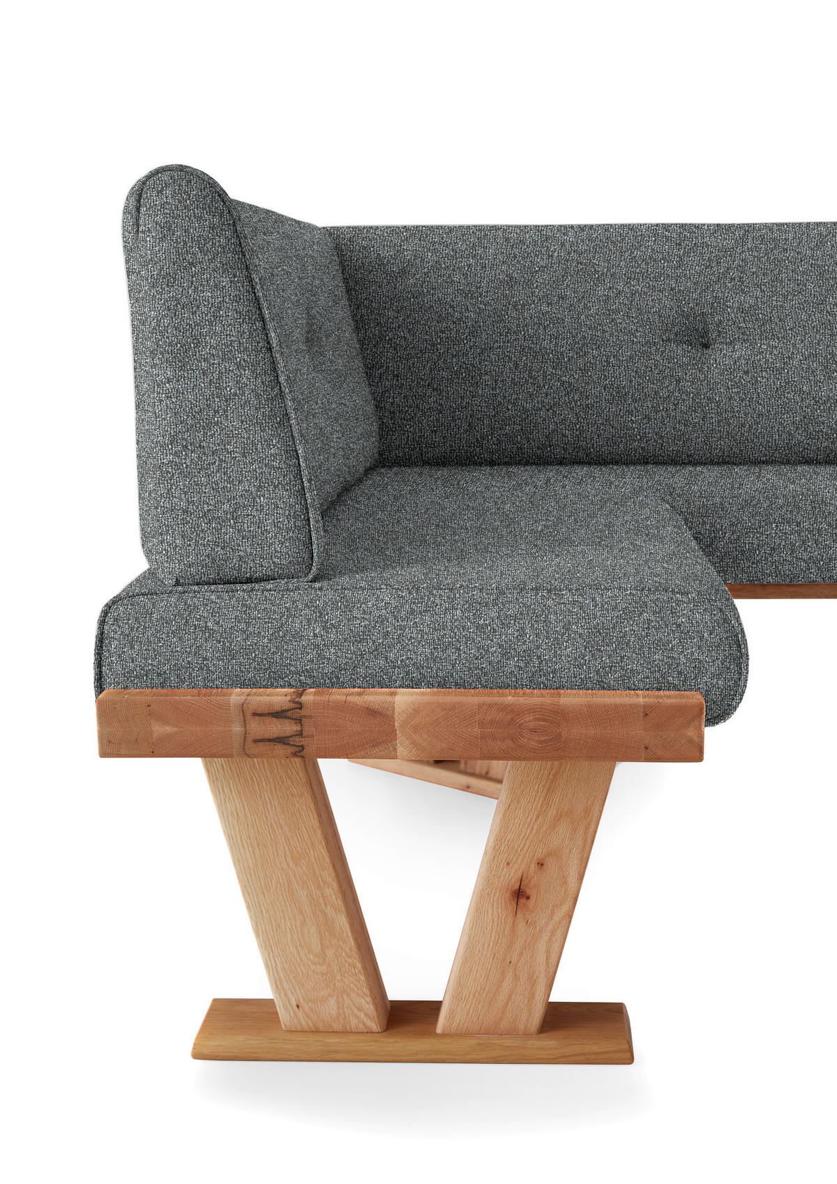 ECKBANK Holz, Textil Dunkelgrau  - Eichefarben/Dunkelgrau, Natur, Holz/Textil (225/155cm) - Moderano