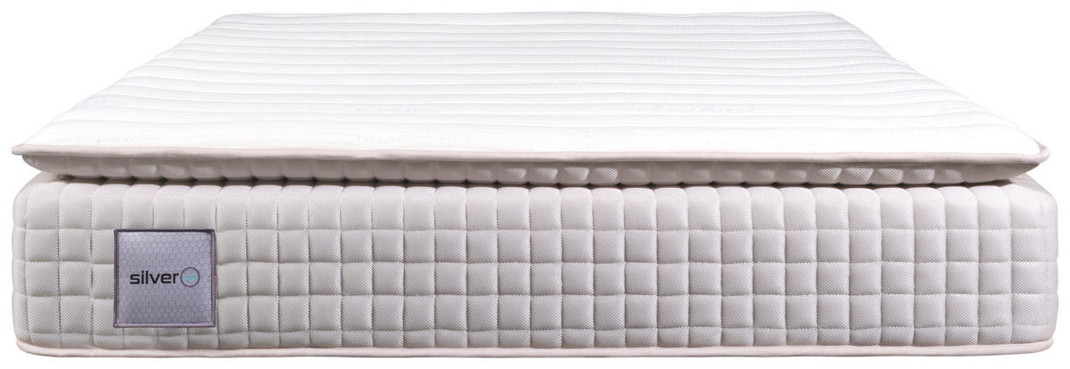 TASCHENFEDERKERNMATRATZE SILVER-UP PILLOW TOP 200/200 cm Höhe ca. 33 cm 7 -Zonen - Weiß, Basics, Textil (200/200cm) - Livetastic