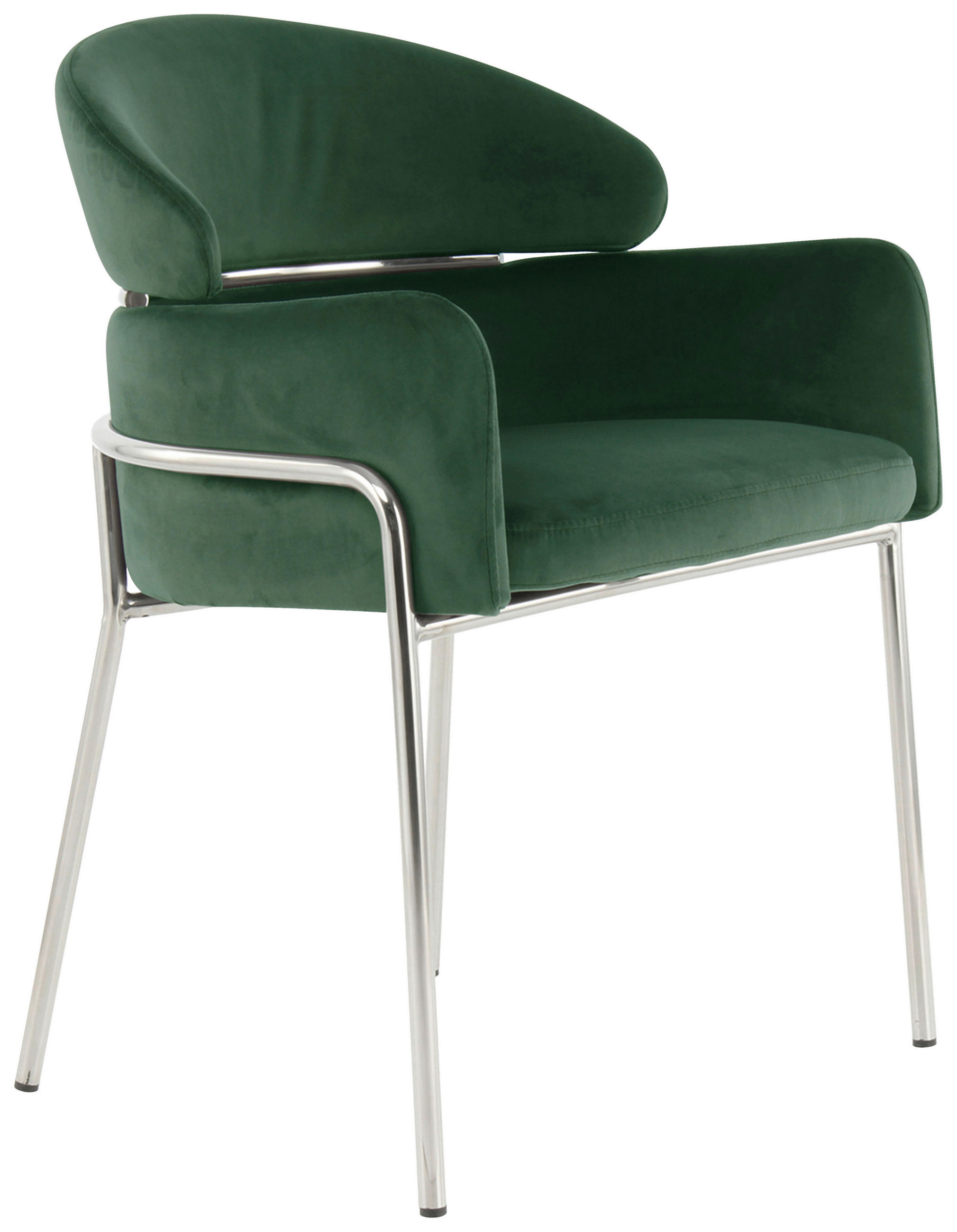 STOLICA S NASLONOM ZA RUKE  zelena  tekstil      - srebrne boje/zelena, Moderno, tekstil/metal (58/79/57cm) - Kayoom