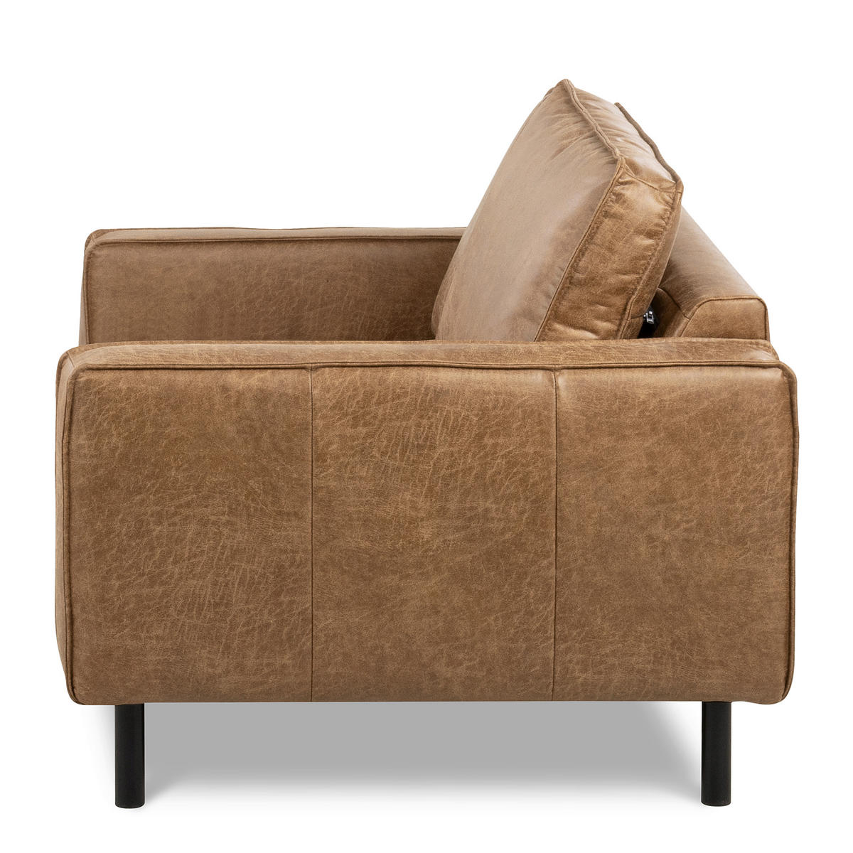 SESSEL in Lederlook Echtleder Beige  - Beige/Schwarz, Design, Leder/Textil (88/85/92cm) - Livetastic