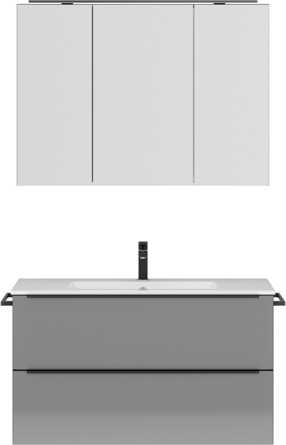 BADEZIMMER 3-teilig  in 101 cm  - Schieferfarben/Schwarz, MODERN, Holzwerkstoff/Stein (101cm) - Nobilia