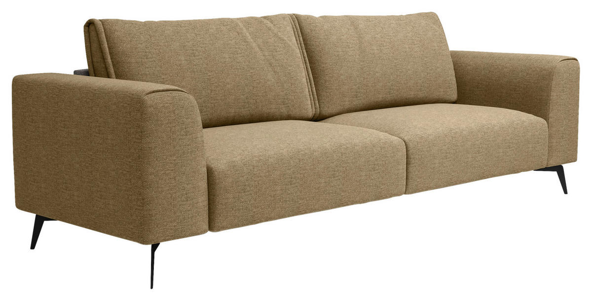 VIERSITZER-SOFA in beflockt Goldfarben  - Goldfarben/Schwarz, Design, Holz/Textil (302/87/88cm) - MID.YOU