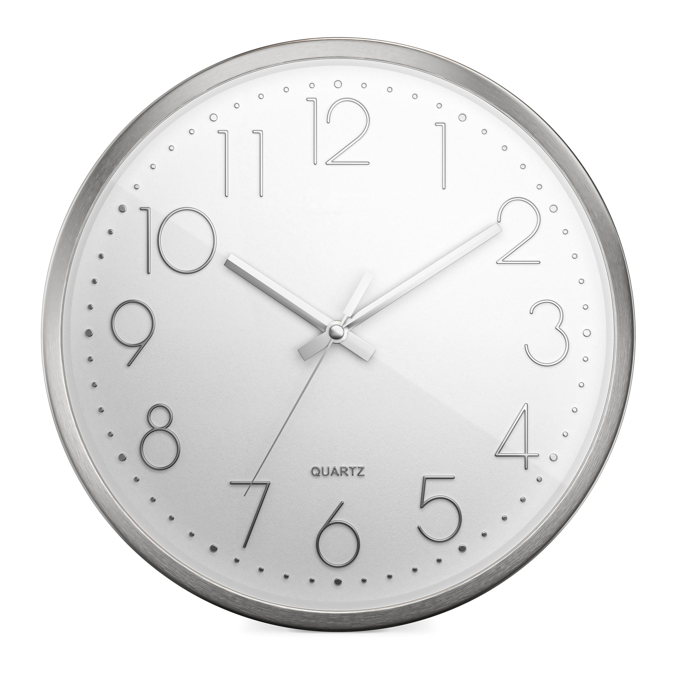 WANDUHR 30 cm   - Silberfarben/Weiß, Basics, Metall (30cm)