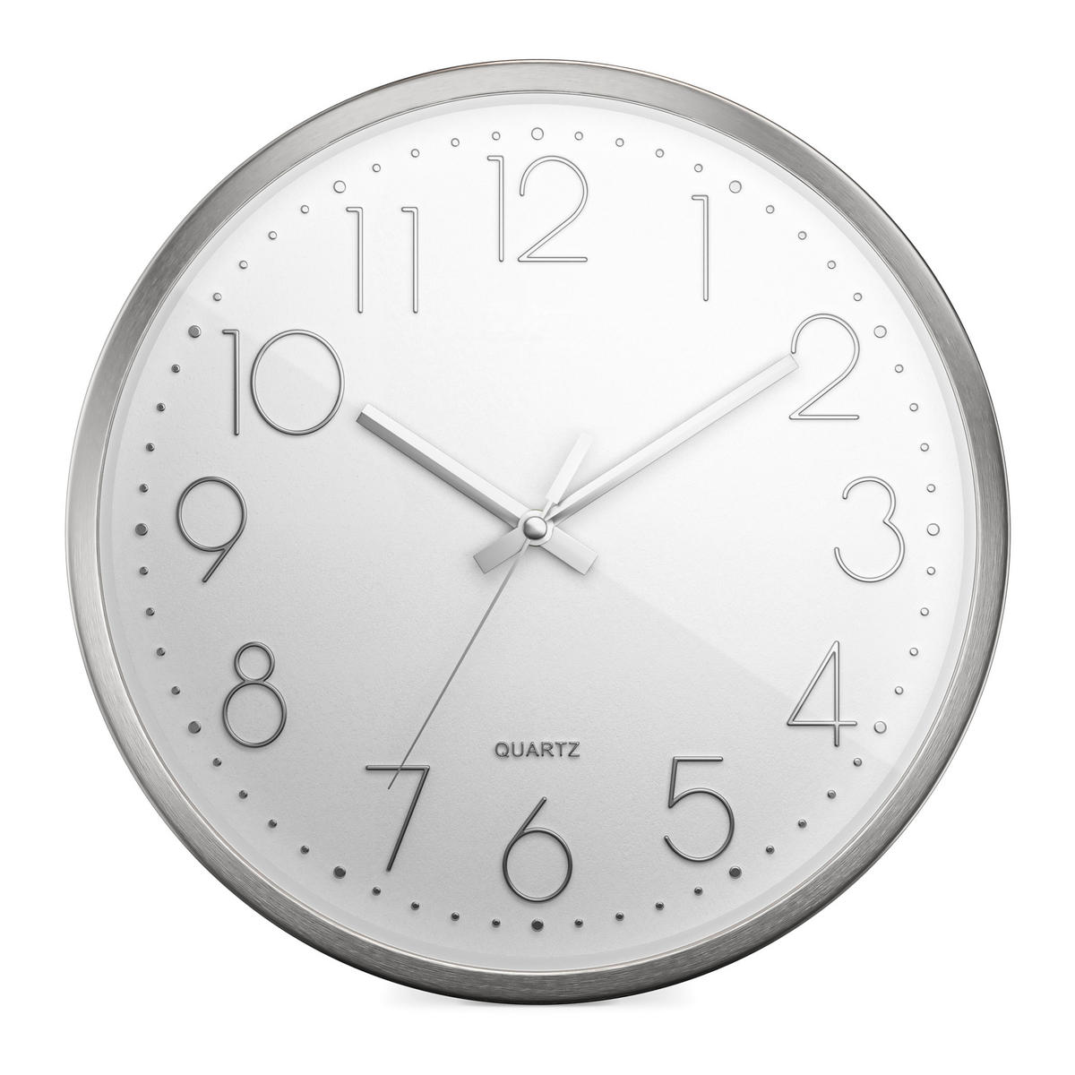 WANDUHR 30 cm   - Silberfarben/Weiß, Basics, Metall (30cm)