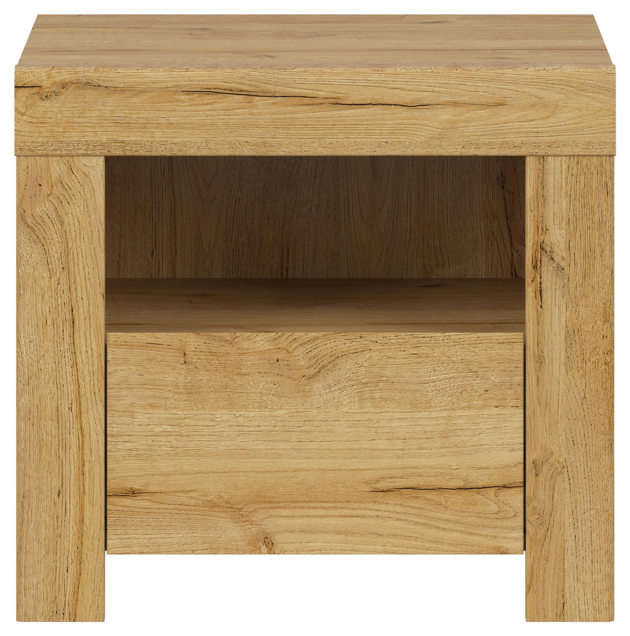 Thumbnail - Mid.you Nachttisch, Eiche, Holzwerkstoff, 1 Schubladen, rechteckig, eckig, Wange, 54.5x50.5x42 cm, Wohnzimmer, Wohnzimme...