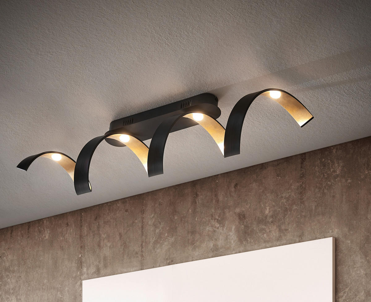 LED-DECKENLEUCHTE Helix 80/35/13,5 cm   - Goldfarben/Schwarz, Design, Metall (80/35/13,5cm)