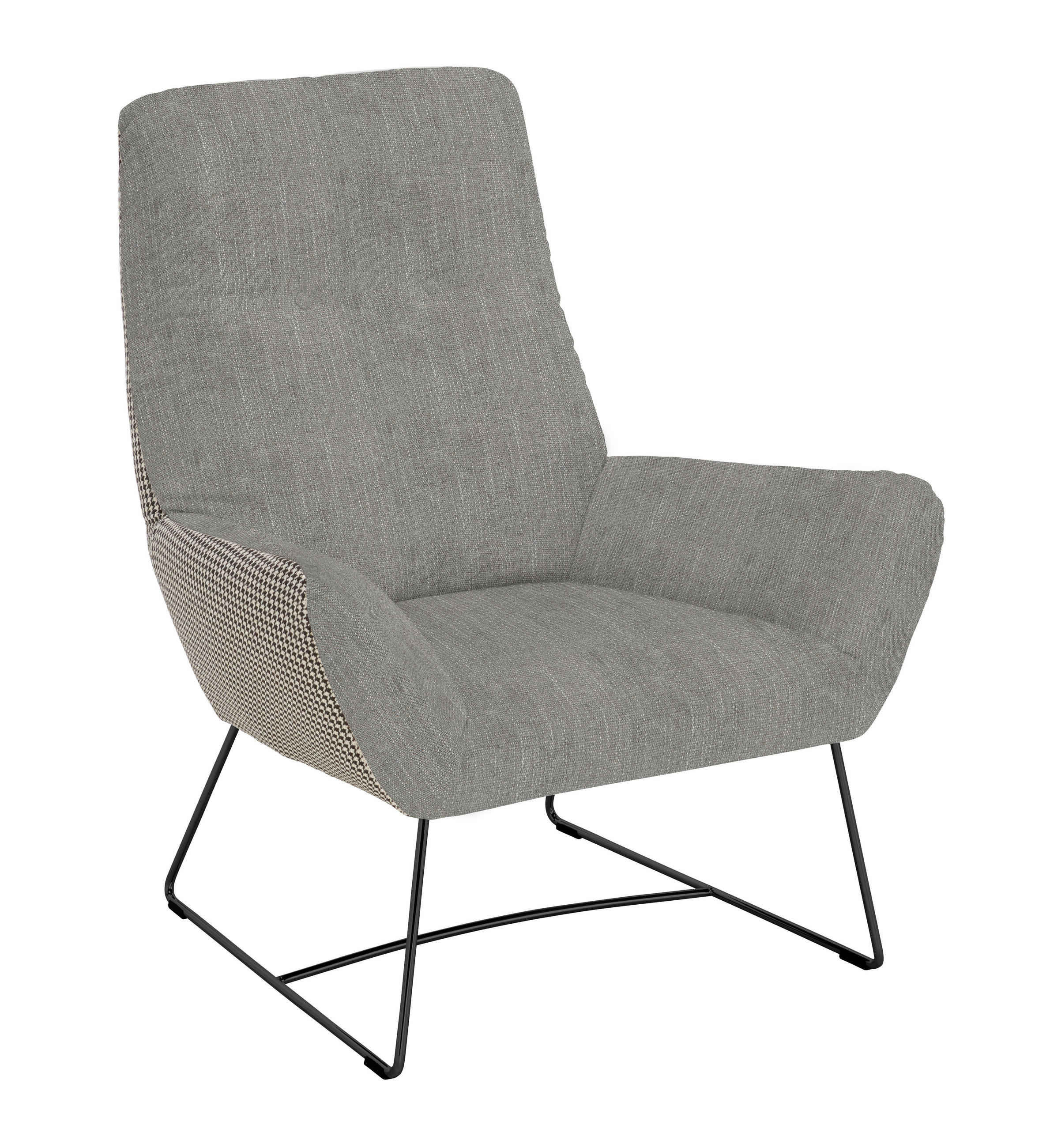 SESSEL in Flachgewebe Hellgrau  - Hellgrau/Schwarz, Design, Textil/Metall (82/102/81cm) - Pure Home Lifestyle