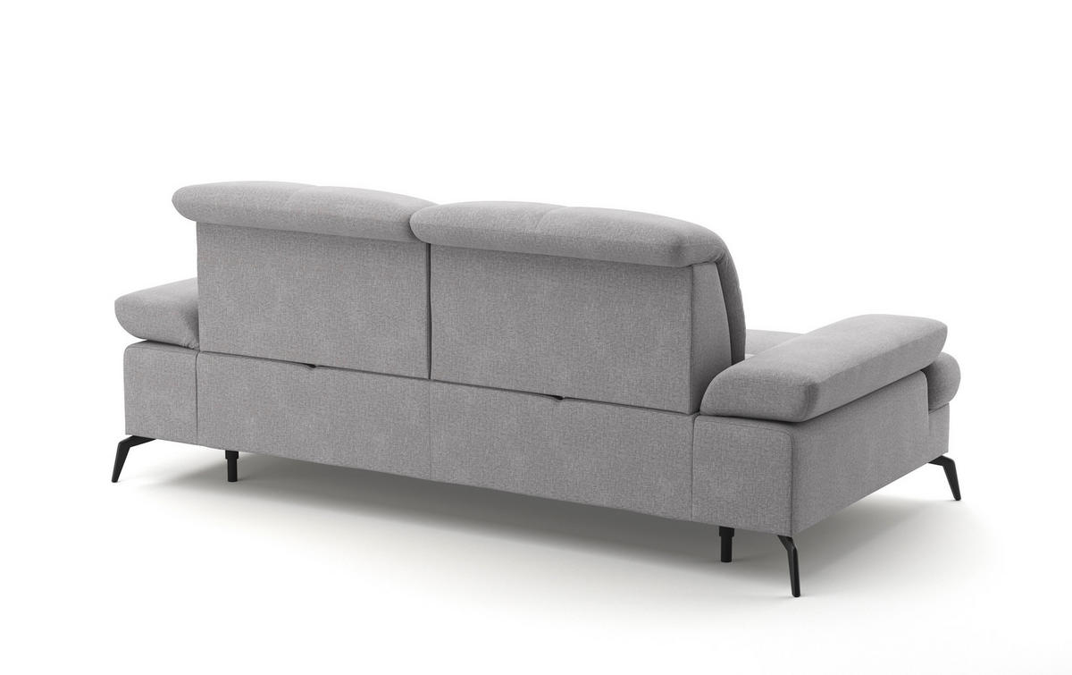 3-SITZER-SOFA in Flachgewebe Hellgrau  - Hellgrau/Schwarz, Konventionell, Textil/Metall (212/90/122cm) - Sit & More