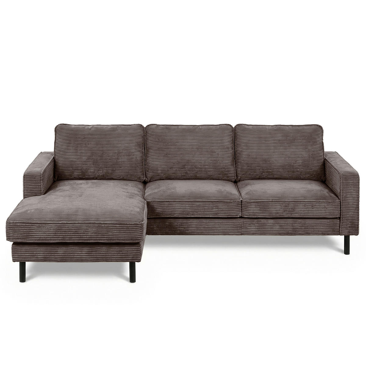 ECKSOFA Taupe Cord Rücken echt  - Taupe/Schwarz, Design, Textil/Metall (166/238cm) - Livetastic