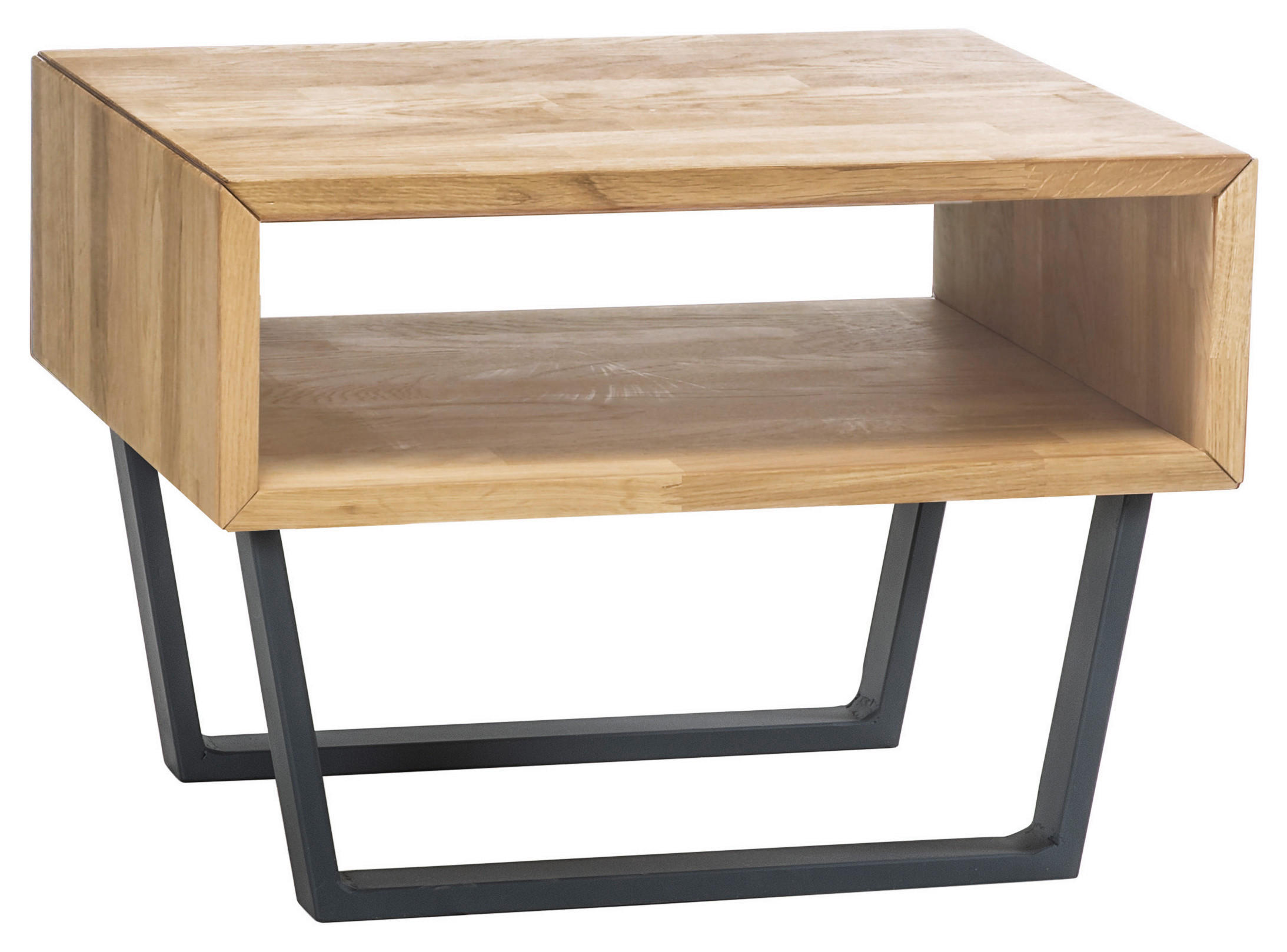 NACHTSCHRANK 50/36/41 cm Eiche massiv  - Eiche Bianco/Anthrazit, Natur, Holz/Metall (50/36/41cm) - Hasena