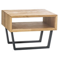 NACHTKÄSTCHEN in massiv Eiche Anthrazit, Eiche Bianco  - Eiche Bianco/Anthrazit, Natur, Holz/Metall (50/36/41cm) - Hasena