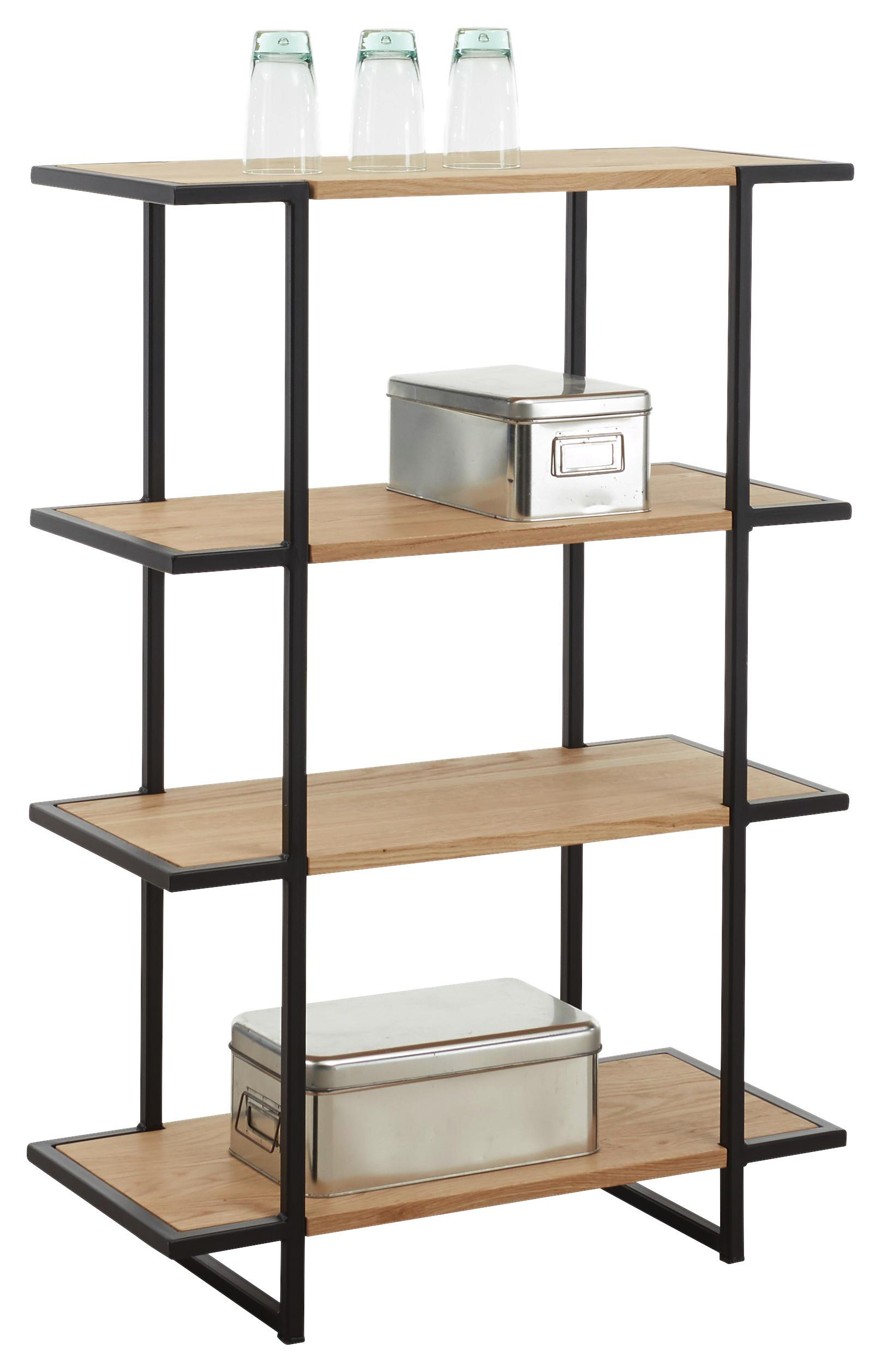 Regal 80/115/35 cm Schwarz, Eichefarben