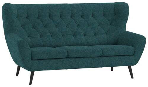 3-SITZER-SOFA in Webstoff Petrol  - Petrol/Schwarz, Design, Holz/Textil (187/101/95cm) - Stylife