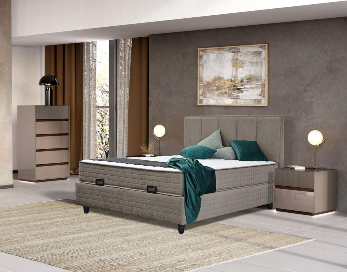 BOX KREVET     svetlobraon  - svetlobraon/crna, Moderno, metal/tekstil (160/200cm) - Hom`in