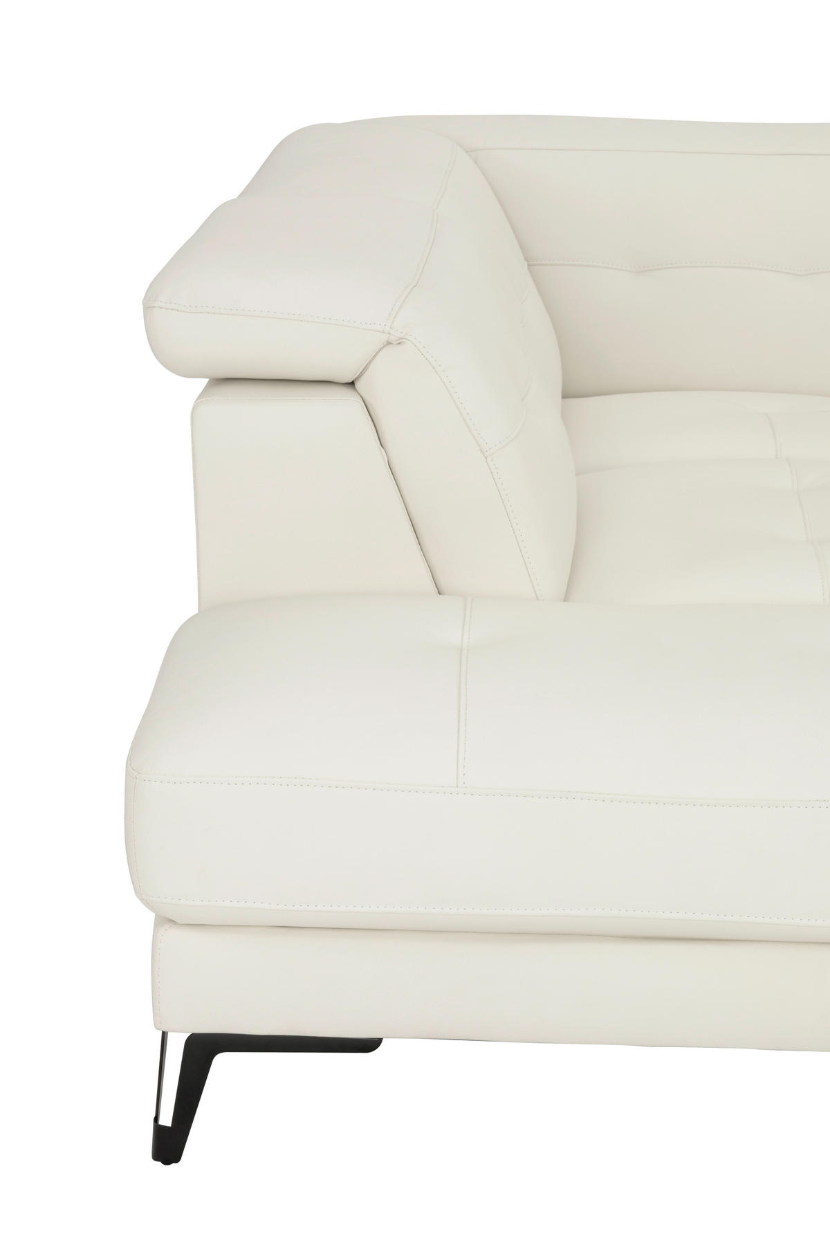 ECKSOFA Weiß Echtleder  - Schwarz/Weiß, MODERN, Leder/Metall (224/287cm) - MID.YOU