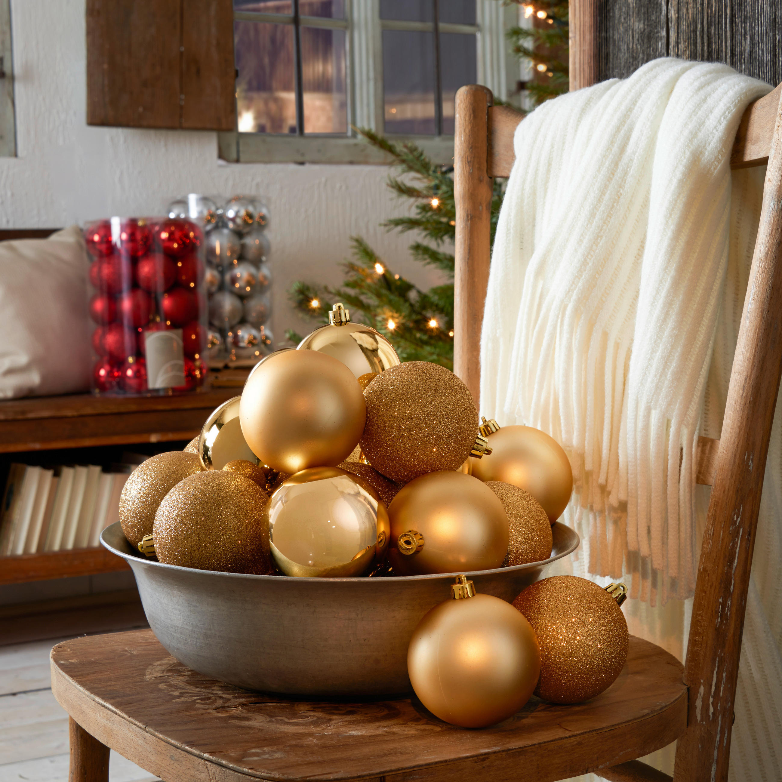 CHRISTBAUMKUGEL-SET 34-teilig Goldfarben - Goldfarben, Basics, Kunststoff (8,00cm)