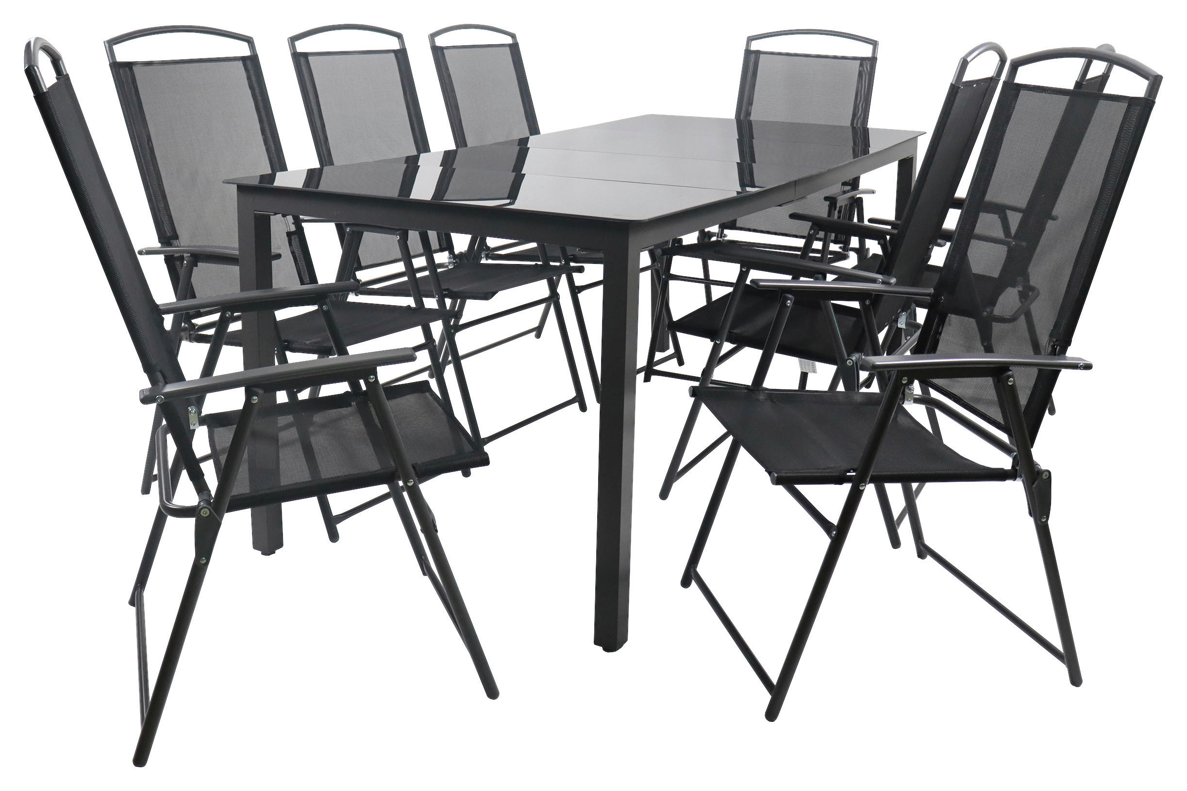 GARTENTISCHGRUPPE  - Anthrazit/Schwarz, Basics, Glas/Textil - Gardenson