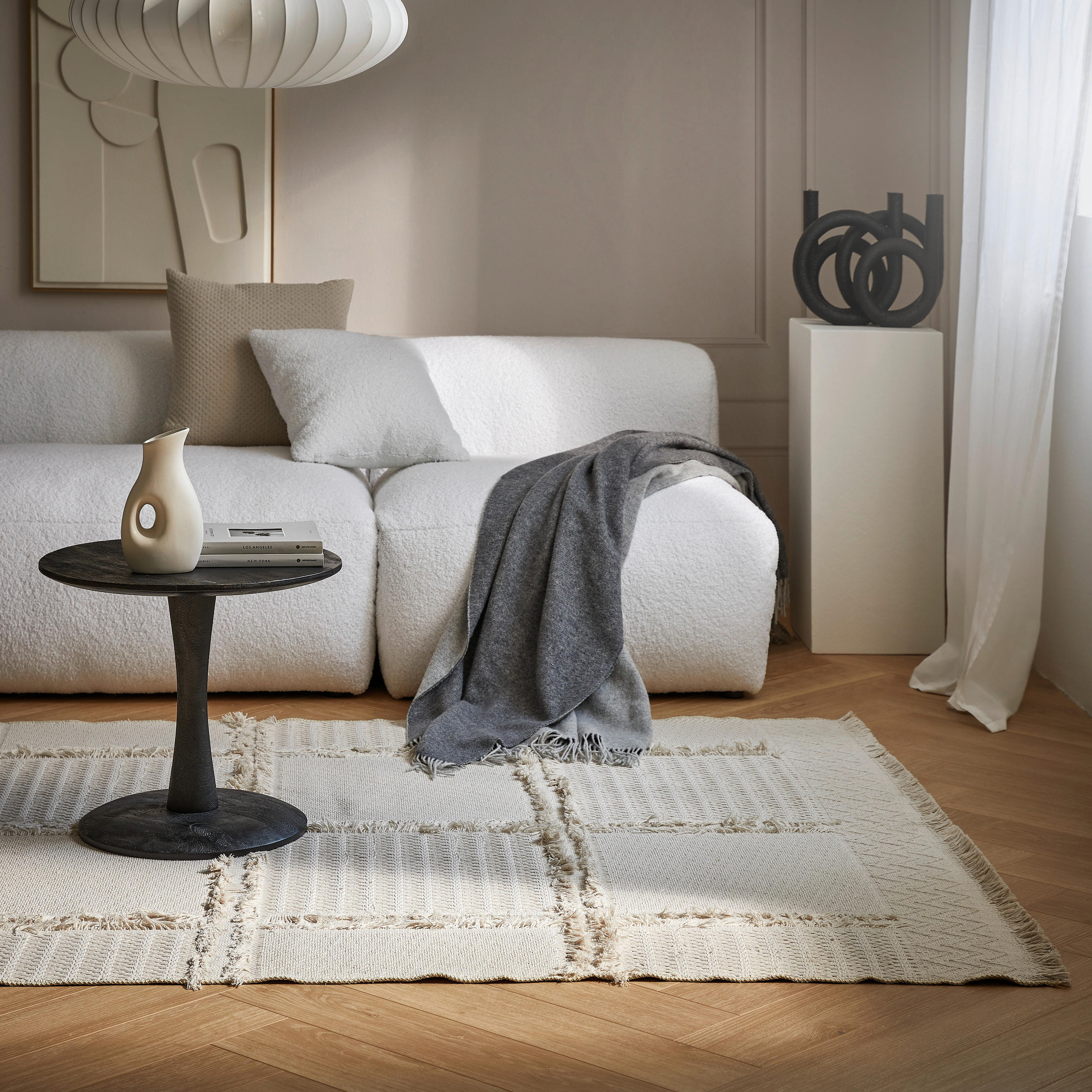 KOBEREC TKANÝ NA PLOCHO, 120/170 cm, bílá - bílá, Trend, textil (120/170cm) - Linea Natura