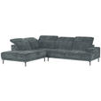 ECKSOFA Grau Chenille Kopfteilverstellung, Sitztiefenverstellung  - Schwarz/Grau, Design, Textil/Metall (243/307cm) - Xora