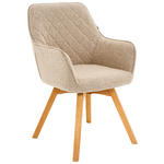 ARMLEHNSTUHL  Sitzfläche 360° drehbar Struktur  - Eichefarben/Creme, Design, Holz/Textil (57/91/64cm) - Xora