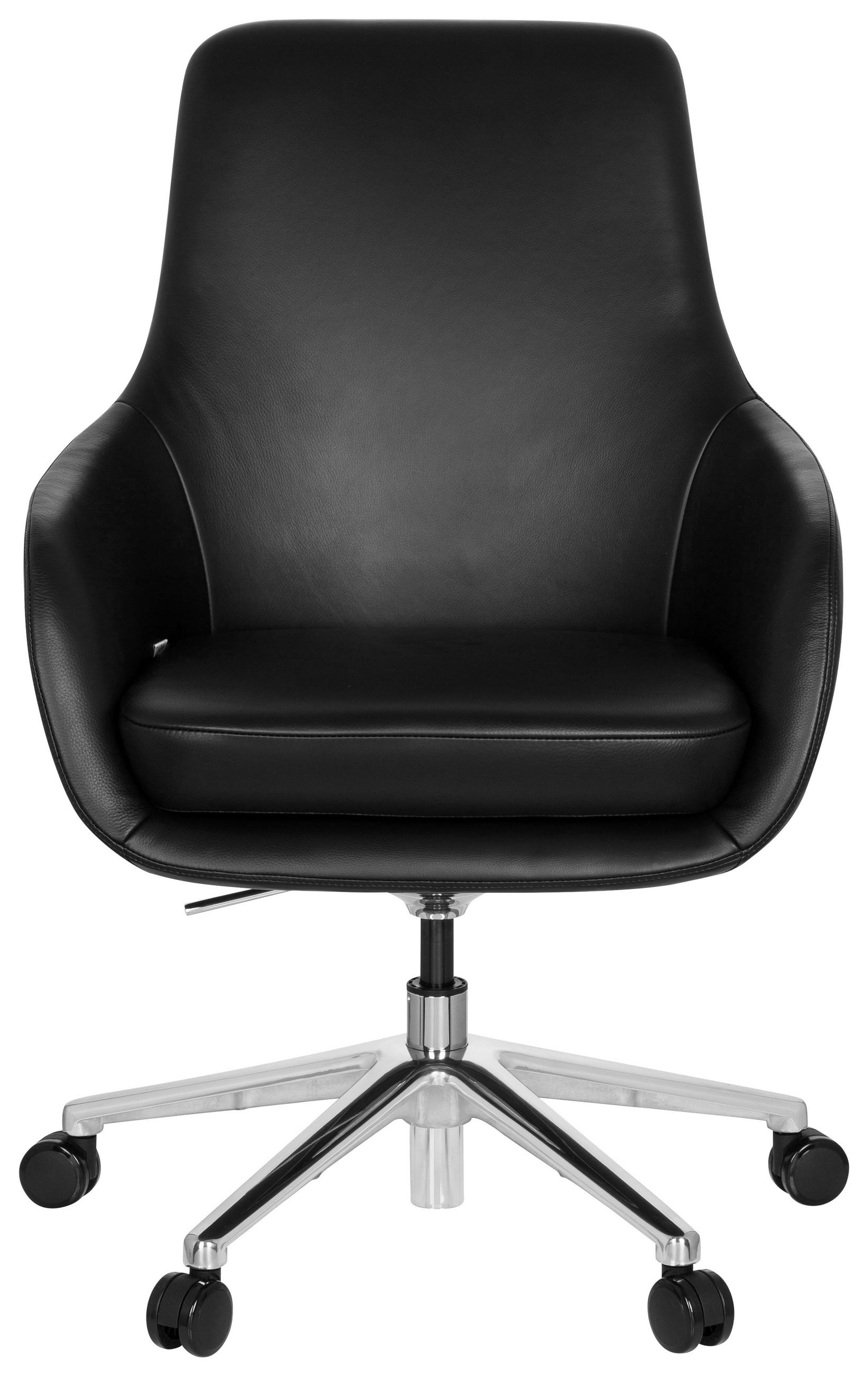 SNURRSTOL  i läderimitation svart  - aluminiumfärg/svart, Modern, metall/läder (65/104/54cm) - MID.YOU