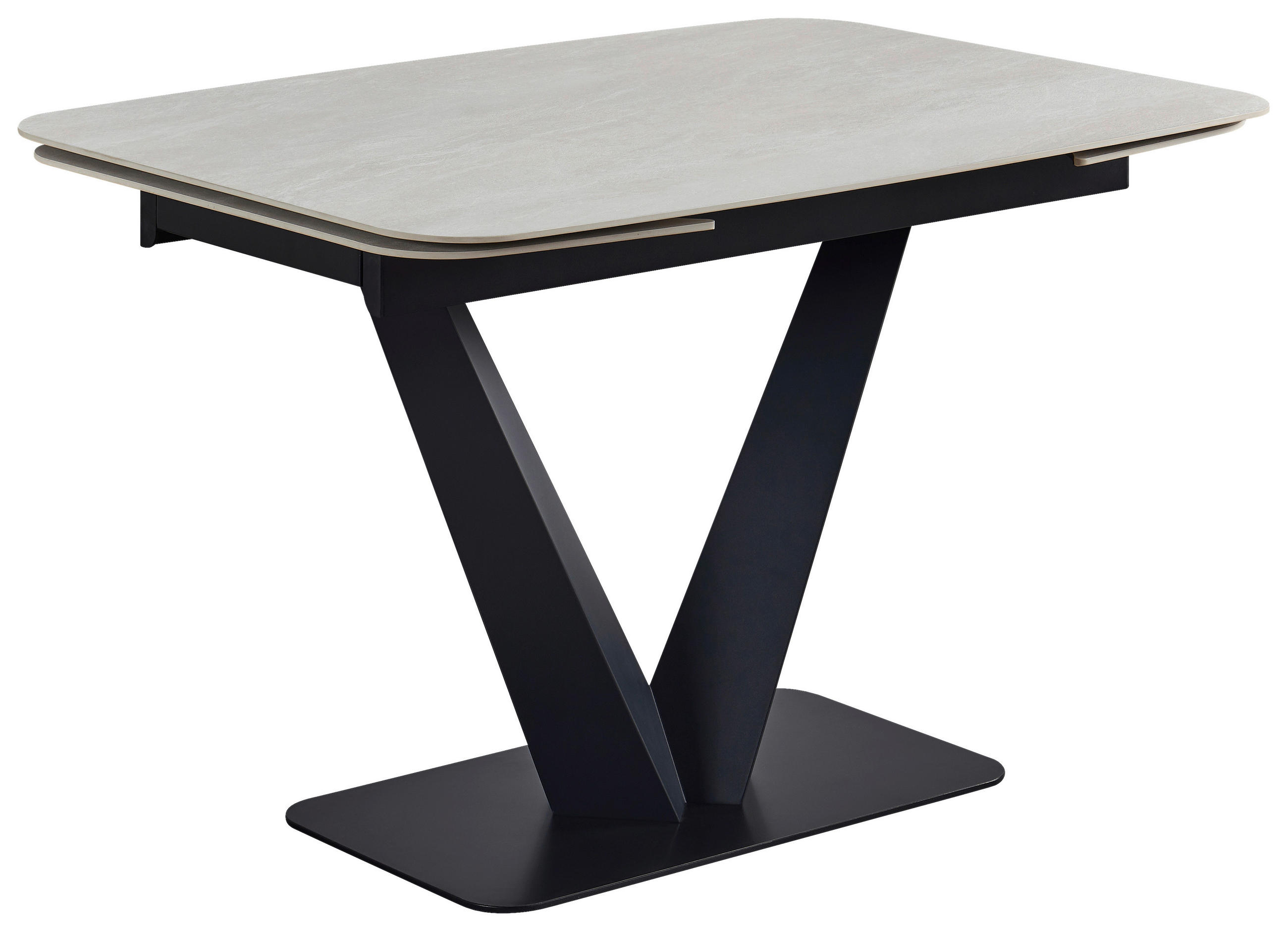 ESSTISCH in Metall, Keramik 120-180/90/76 cm  - Schwarz/Weiß, Design, Keramik/Metall (120-180/90/76cm) - Novel