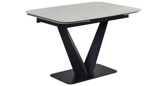 ESSTISCH in Metall, Keramik 120-180/90/76 cm  - Schwarz/Weiß, Design, Keramik/Metall (120-180/90/76cm) - Novel