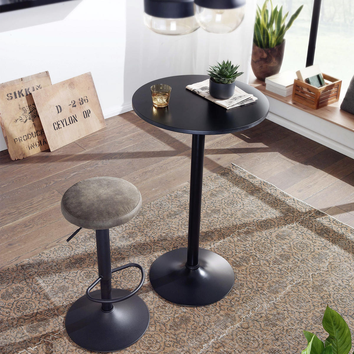 BISTROTISCH in Metall  - Schwarz, Modern, Holzwerkstoff/Metall (60/100cm) - MID.YOU