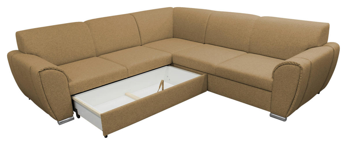 ECKSOFA Gelb Flachgewebe  - Gelb/Silberfarben, Design, Kunststoff/Textil (266/266cm) - Livetastic