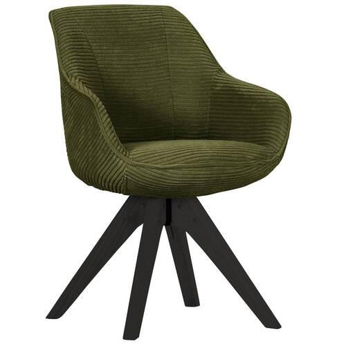 ARMLEHNSTUHL drehbar  in Cord  - Dunkelgrün/Schwarz, Design, Holz/Textil (60/83/65cm) - Landscape